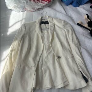 Zara Women's Cream Open-Front Blazer